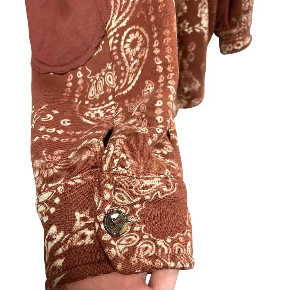 Free People West Coast Bandana Print Ruby Jacket in Copper Combo Womens Medium - Picture 3 of 6
